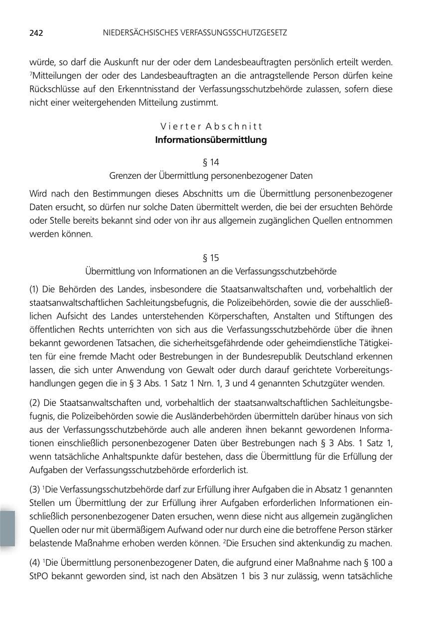 Seite 242 des Verfassungsschutzbericht 2014 Niedersachsen