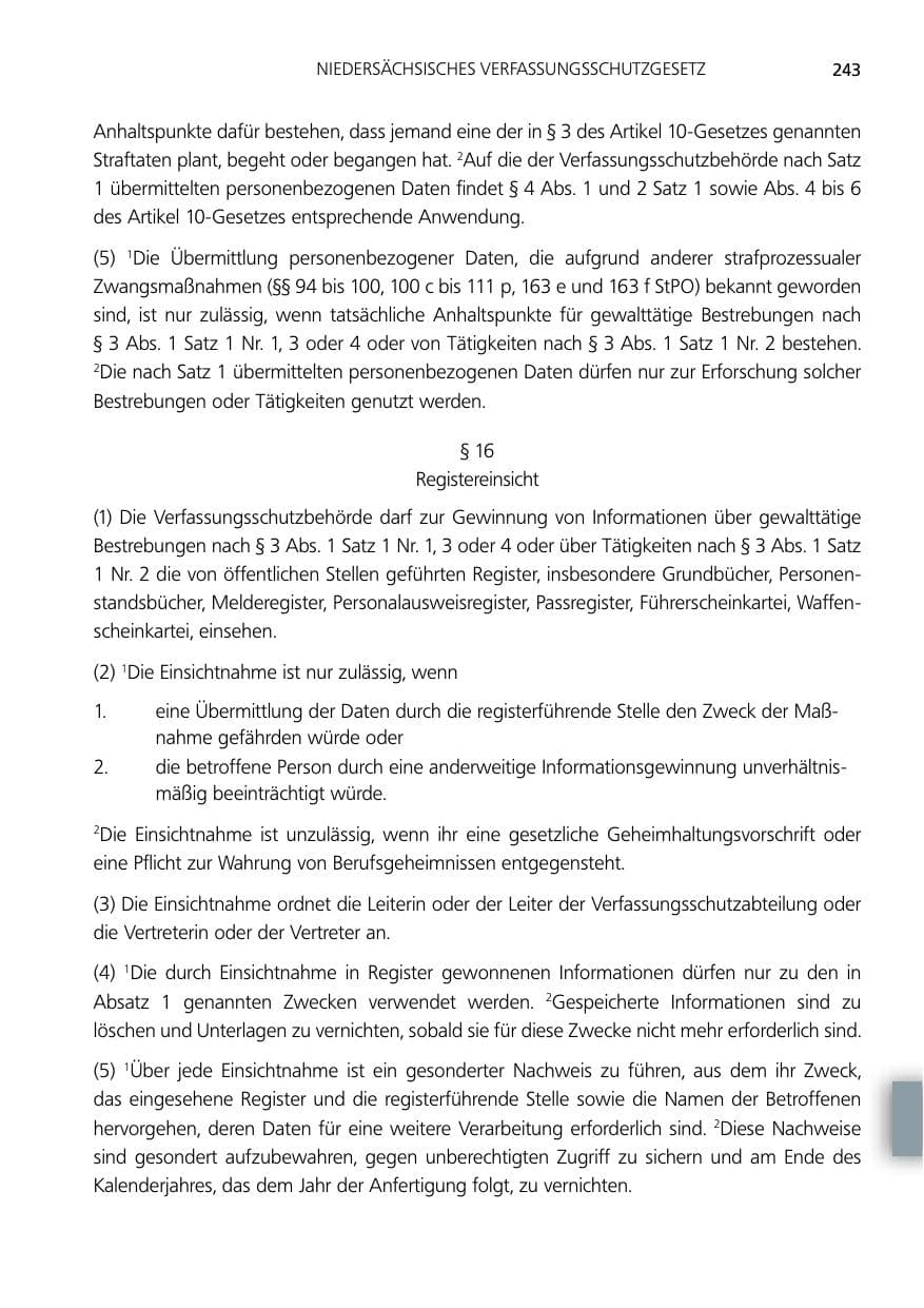 Seite 243 des Verfassungsschutzbericht 2014 Niedersachsen