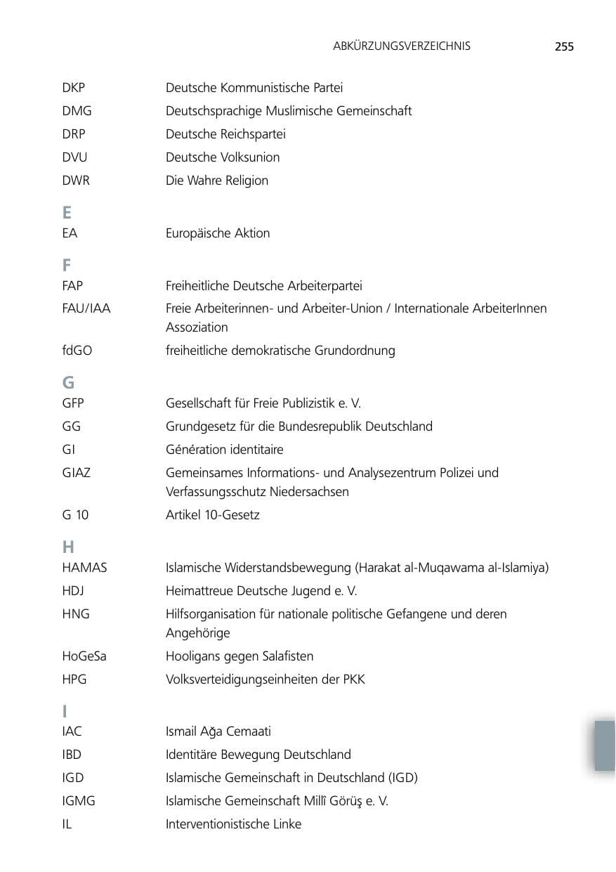 Seite 255 des Verfassungsschutzbericht 2014 Niedersachsen