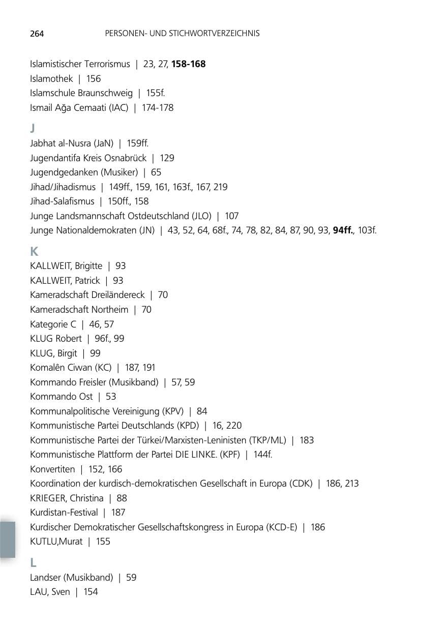 Seite 264 des Verfassungsschutzbericht 2014 Niedersachsen