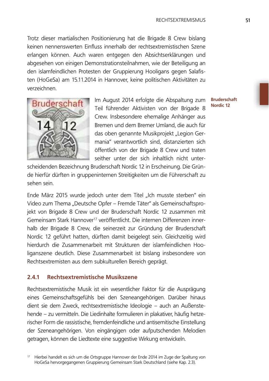 Seite 51 des Verfassungsschutzbericht 2014 Niedersachsen