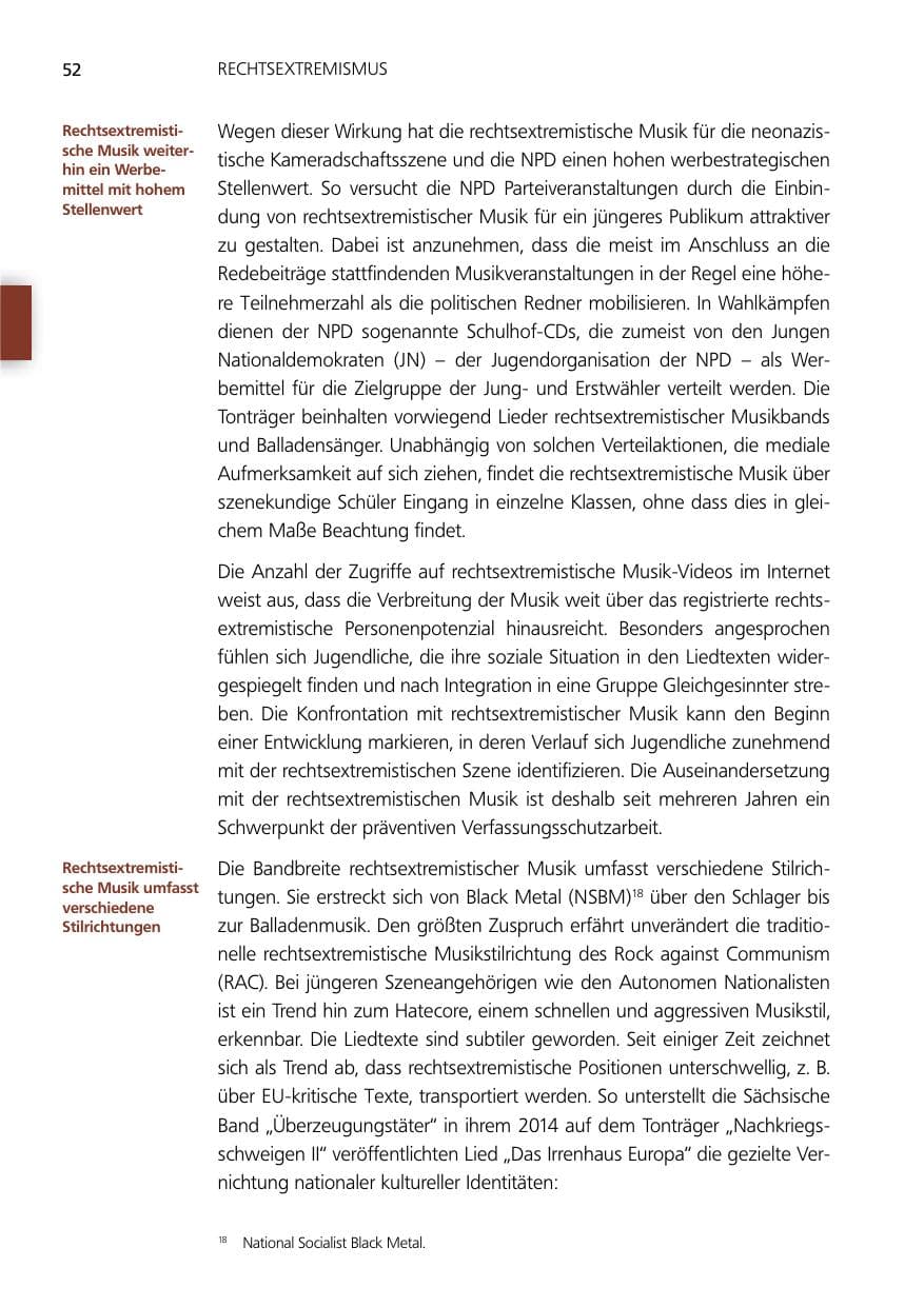 Seite 52 des Verfassungsschutzbericht 2014 Niedersachsen