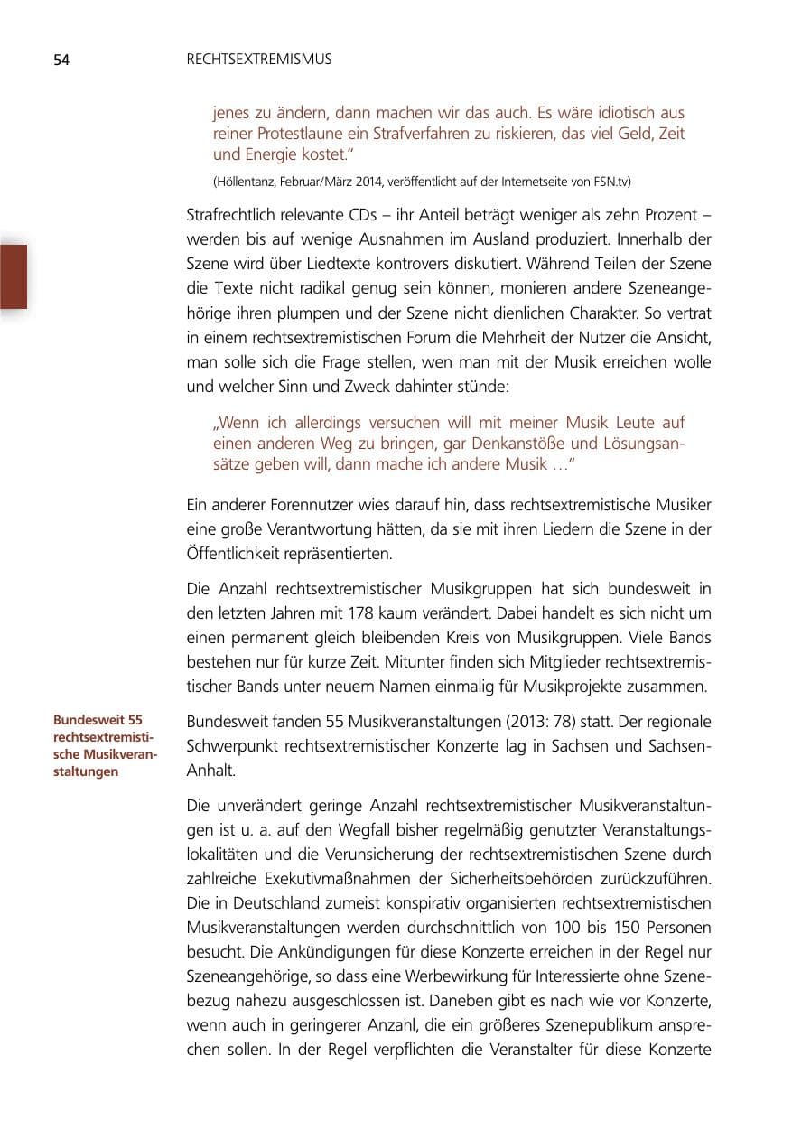 Seite 54 des Verfassungsschutzbericht 2014 Niedersachsen