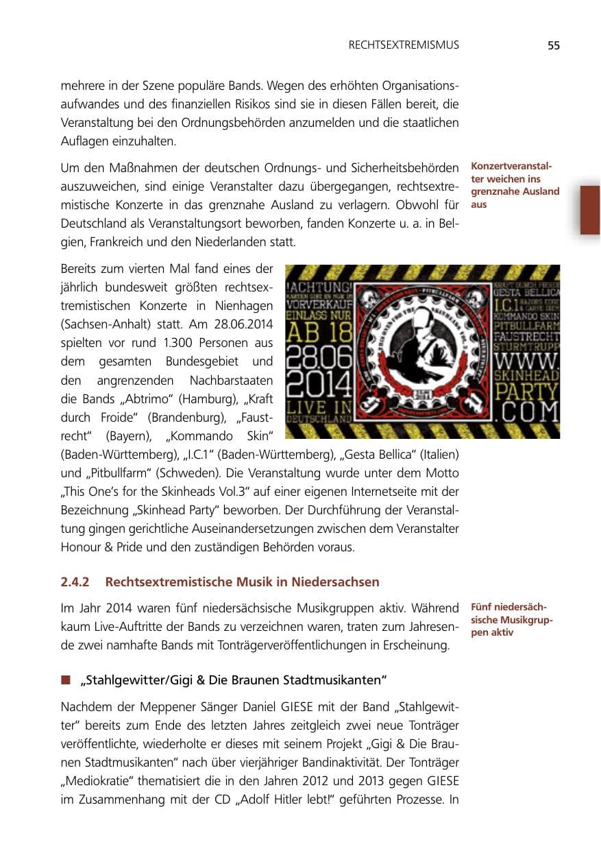 Seite 55 des Verfassungsschutzbericht 2014 Niedersachsen