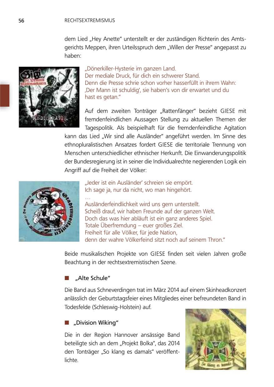 Seite 56 des Verfassungsschutzbericht 2014 Niedersachsen