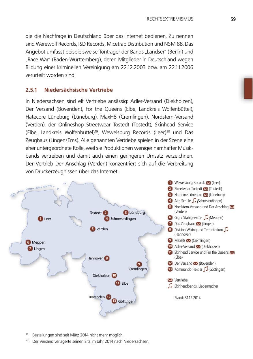 Seite 59 des Verfassungsschutzbericht 2014 Niedersachsen