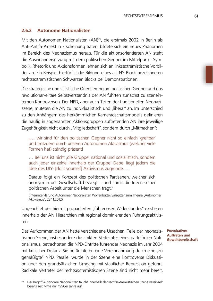Seite 61 des Verfassungsschutzbericht 2014 Niedersachsen