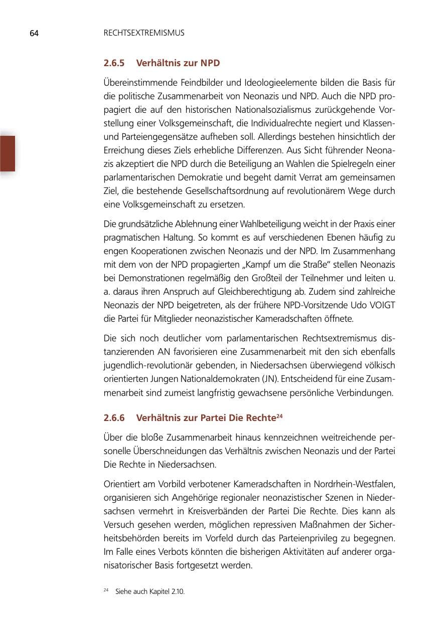 Seite 64 des Verfassungsschutzbericht 2014 Niedersachsen