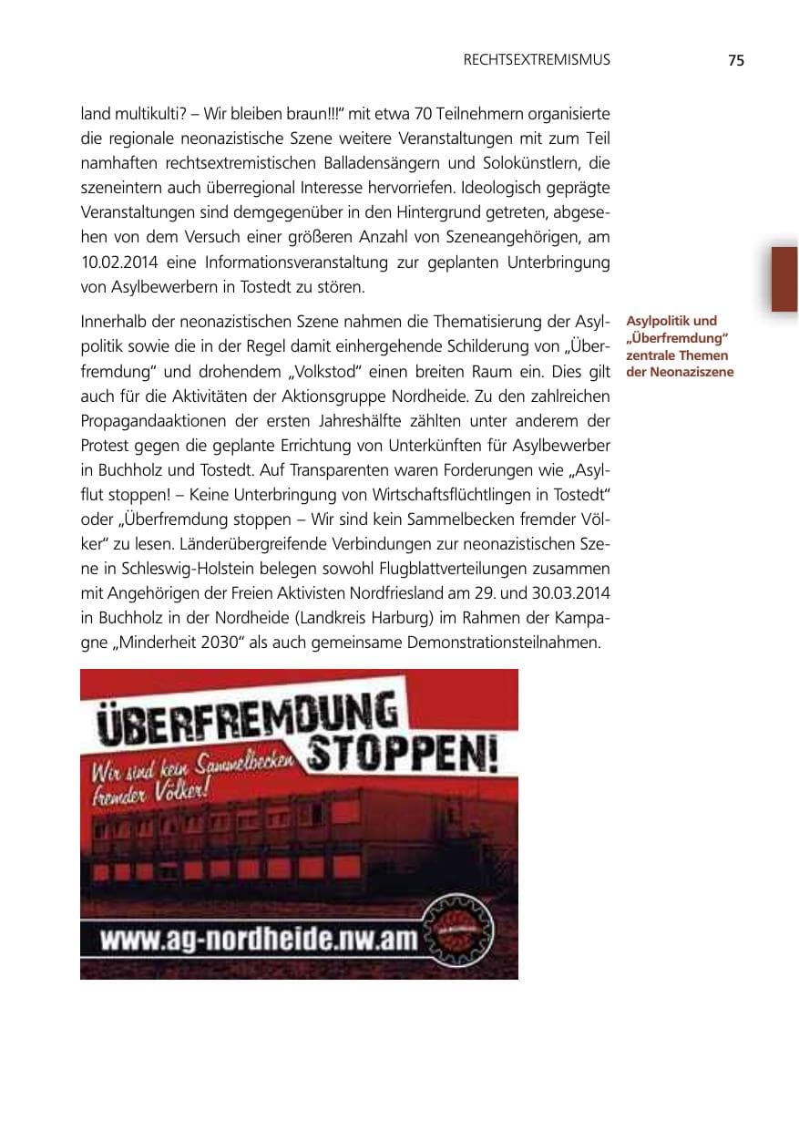 Seite 75 des Verfassungsschutzbericht 2014 Niedersachsen