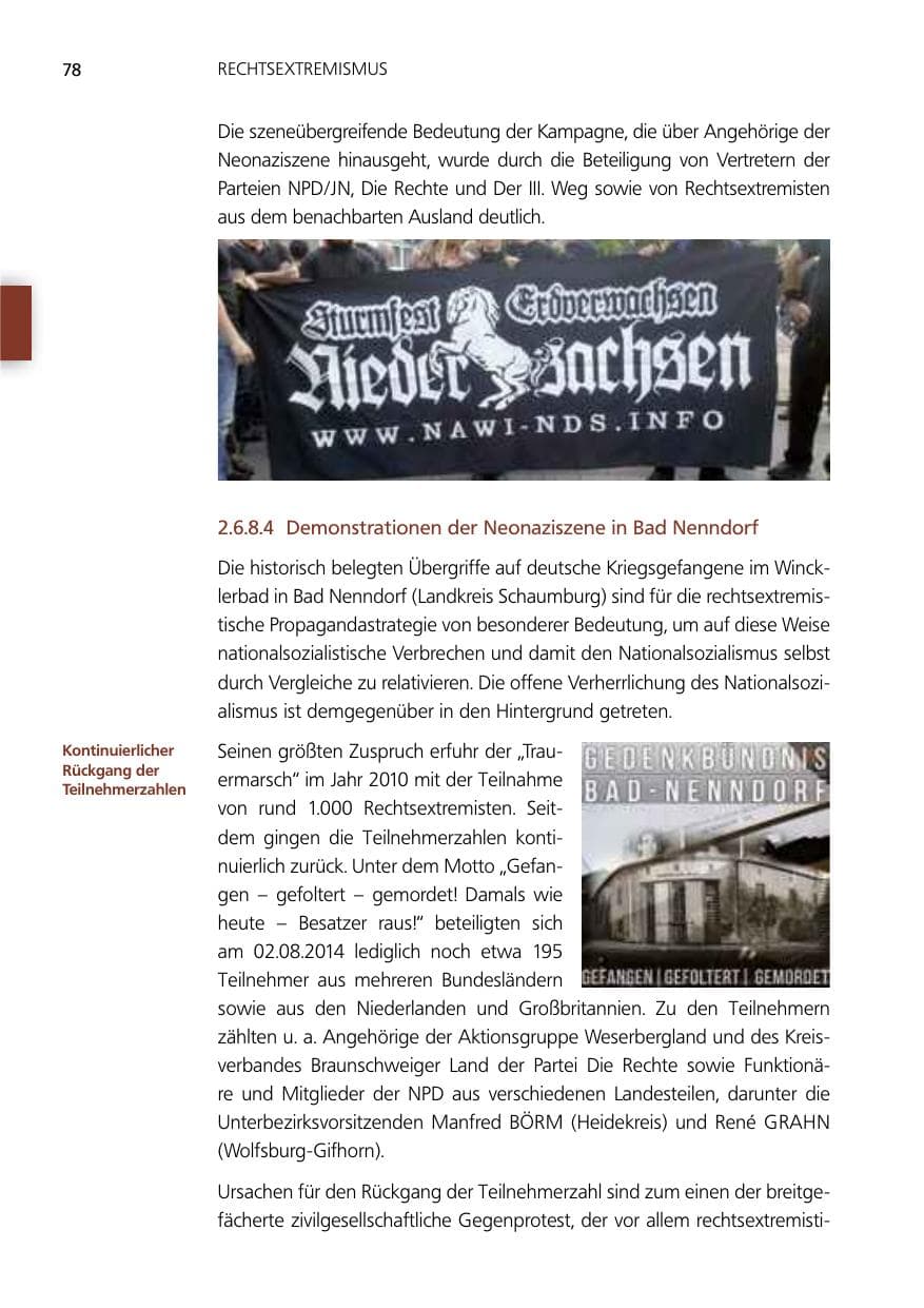 Seite 78 des Verfassungsschutzbericht 2014 Niedersachsen