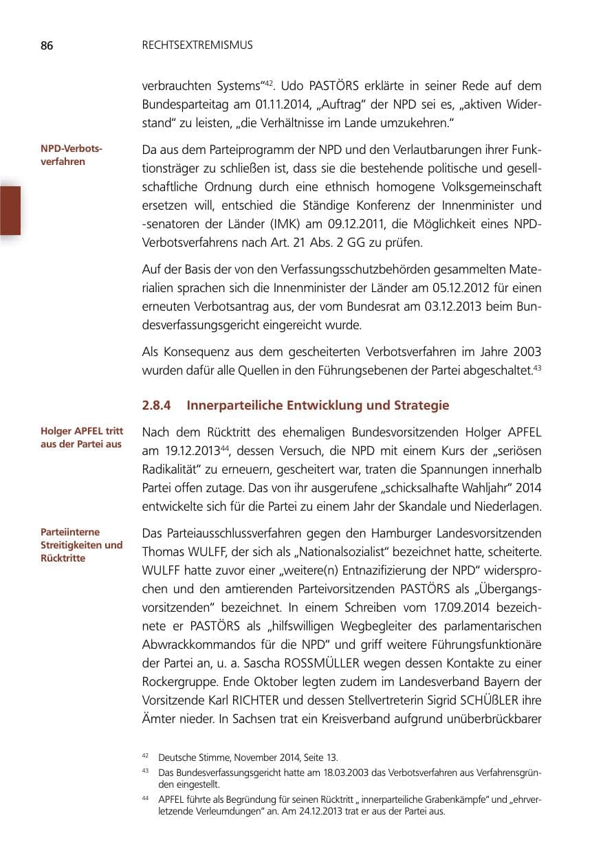 Seite 86 des Verfassungsschutzbericht 2014 Niedersachsen