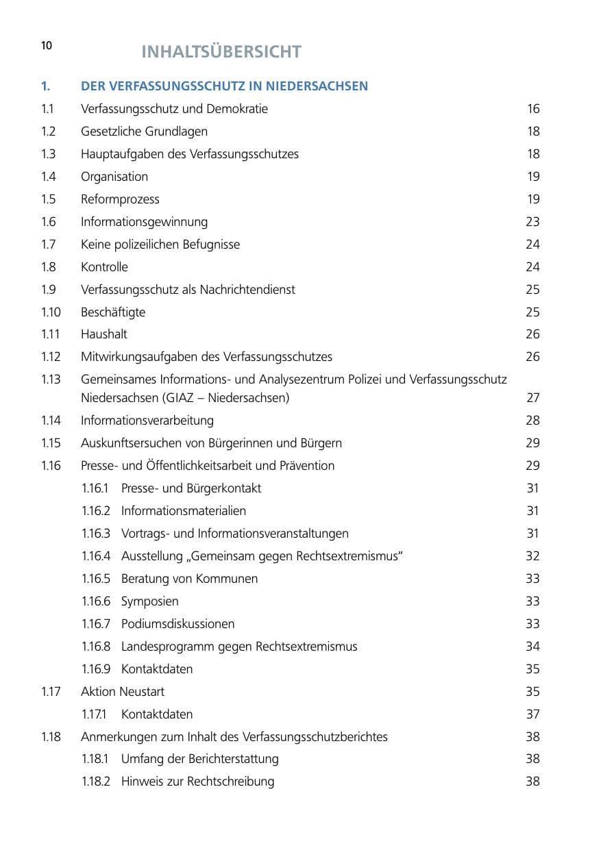 Seite 10 des Verfassungsschutzbericht 2014 Niedersachsen