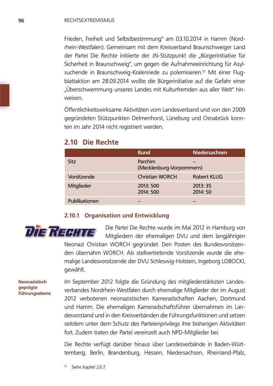 Seite 96 des Verfassungsschutzbericht 2014 Niedersachsen