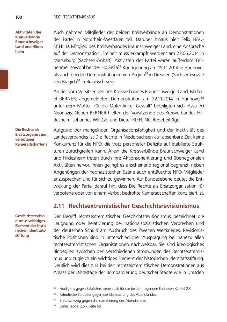 Seite 100 des Verfassungsschutzbericht 2014 Niedersachsen