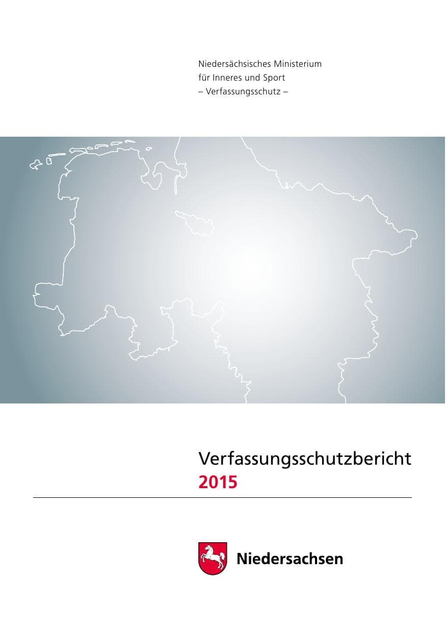 Seite 1 des Verfassungsschutzbericht 2015 Niedersachsen