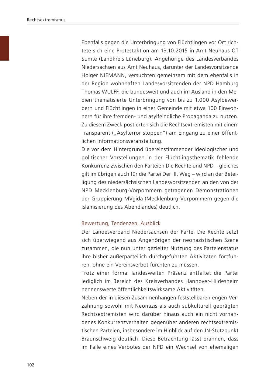 Seite 104 des Verfassungsschutzbericht 2015 Niedersachsen