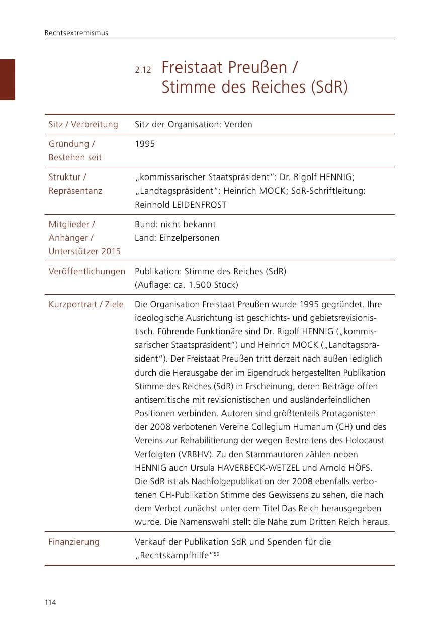 Seite 116 des Verfassungsschutzbericht 2015 Niedersachsen