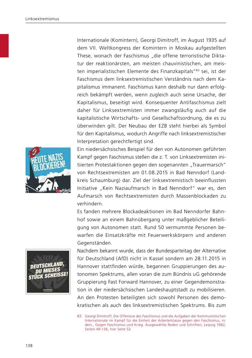 Seite 140 des Verfassungsschutzbericht 2015 Niedersachsen
