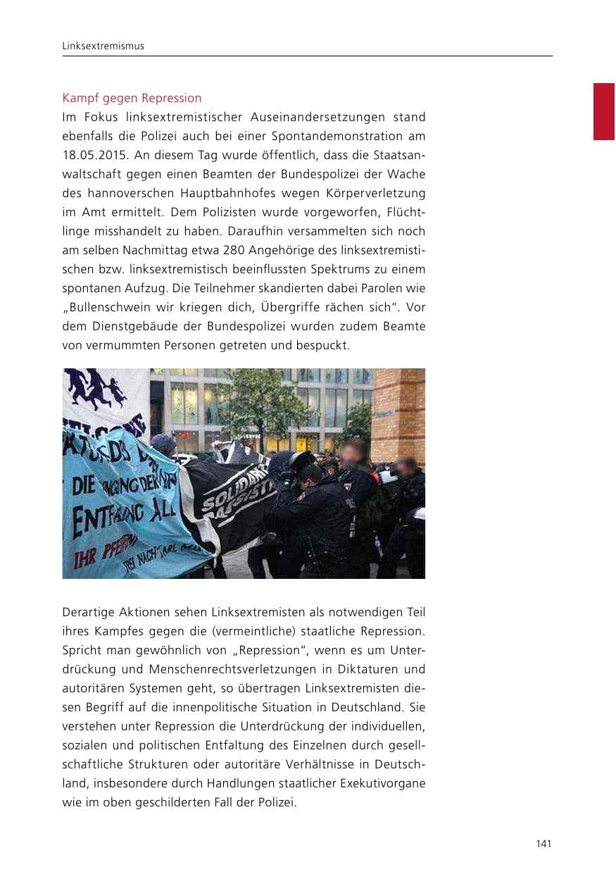 Seite 143 des Verfassungsschutzbericht 2015 Niedersachsen