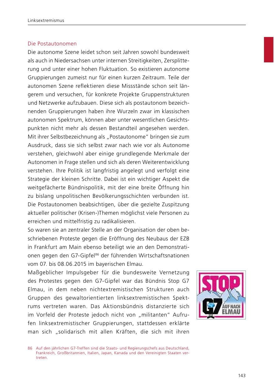 Seite 145 des Verfassungsschutzbericht 2015 Niedersachsen