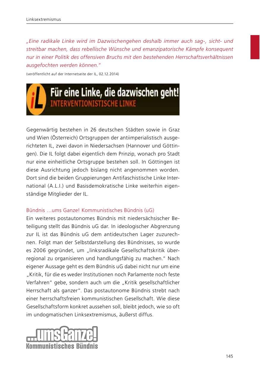 Seite 147 des Verfassungsschutzbericht 2015 Niedersachsen