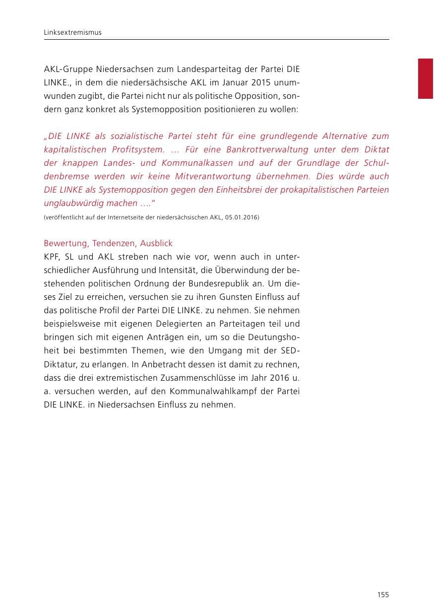 Seite 157 des Verfassungsschutzbericht 2015 Niedersachsen
