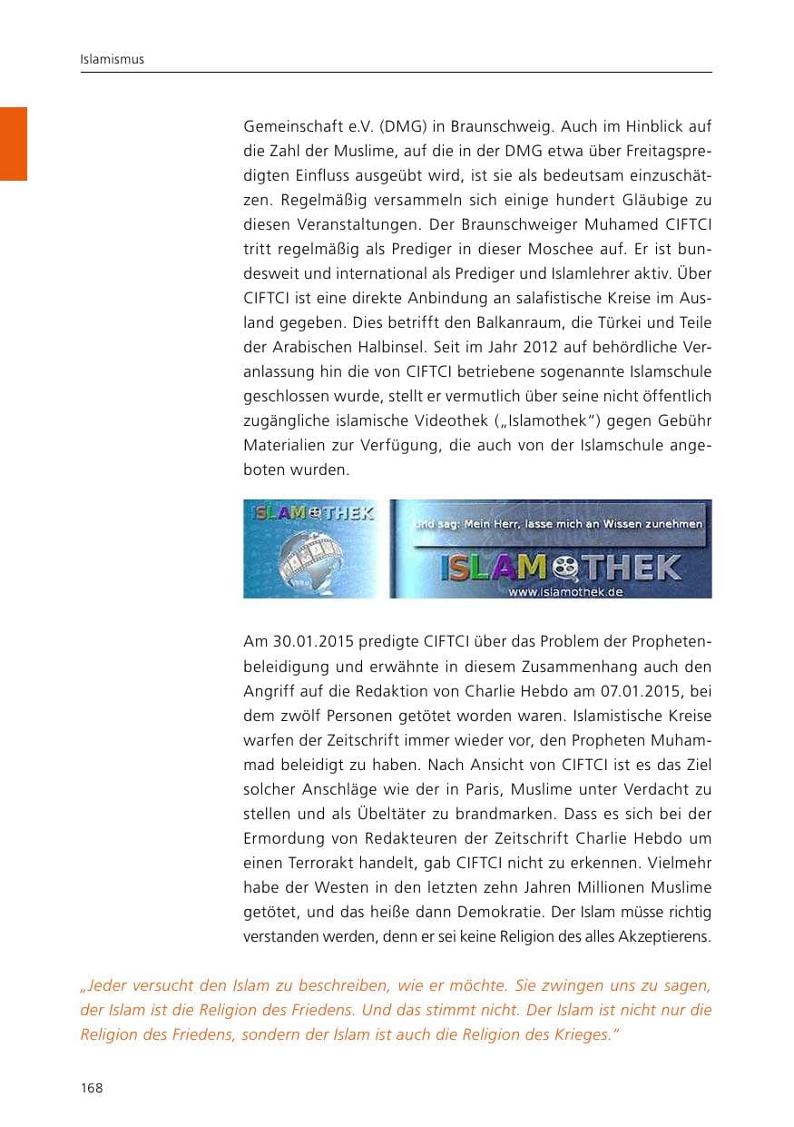 Seite 170 des Verfassungsschutzbericht 2015 Niedersachsen