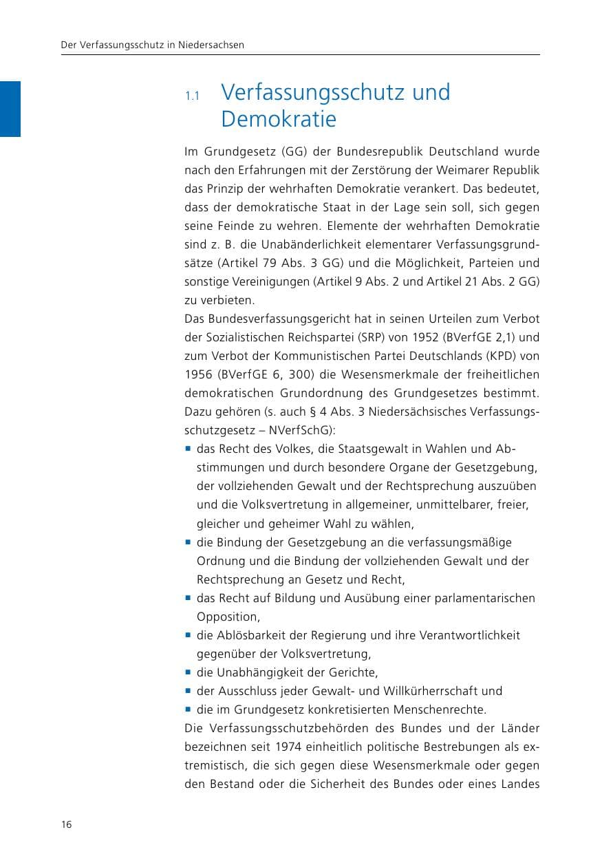 Seite 18 des Verfassungsschutzbericht 2015 Niedersachsen