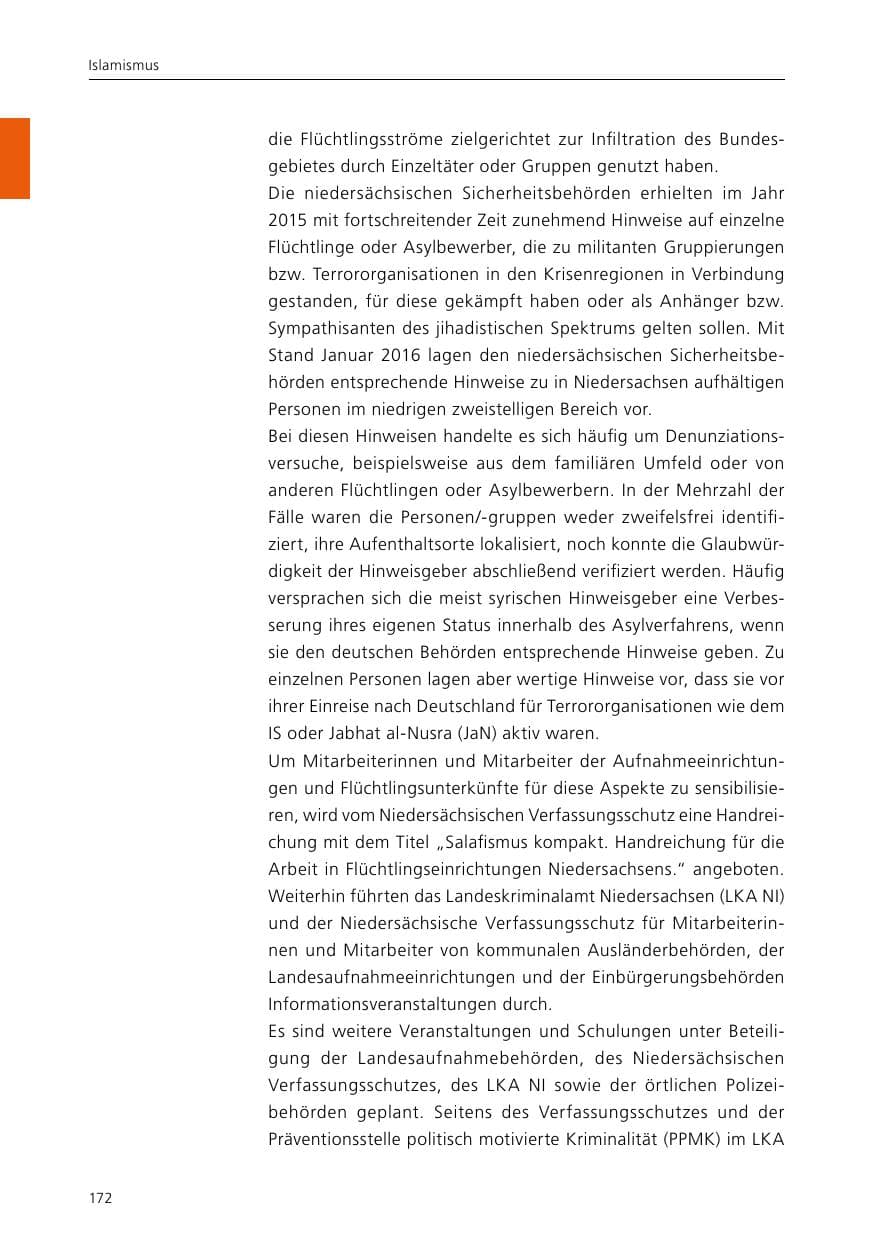 Seite 174 des Verfassungsschutzbericht 2015 Niedersachsen