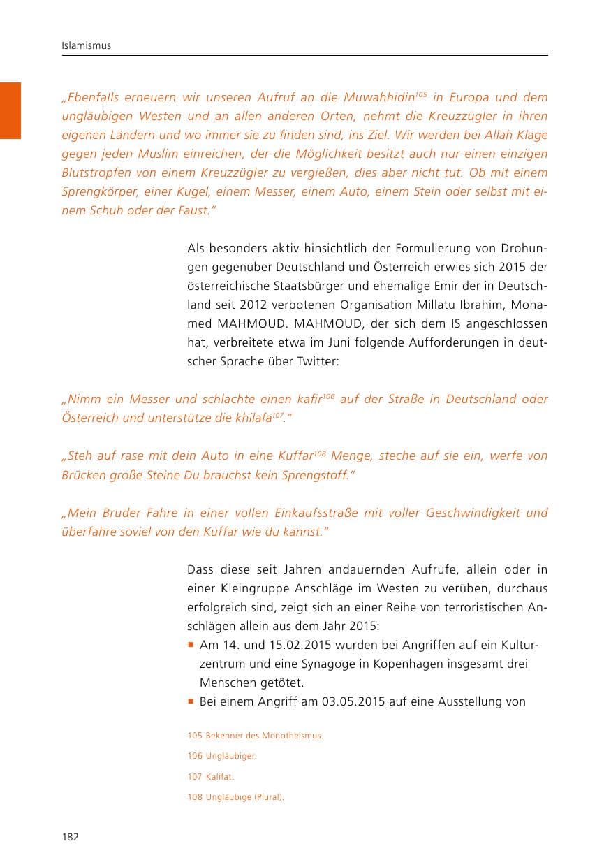 Seite 184 des Verfassungsschutzbericht 2015 Niedersachsen