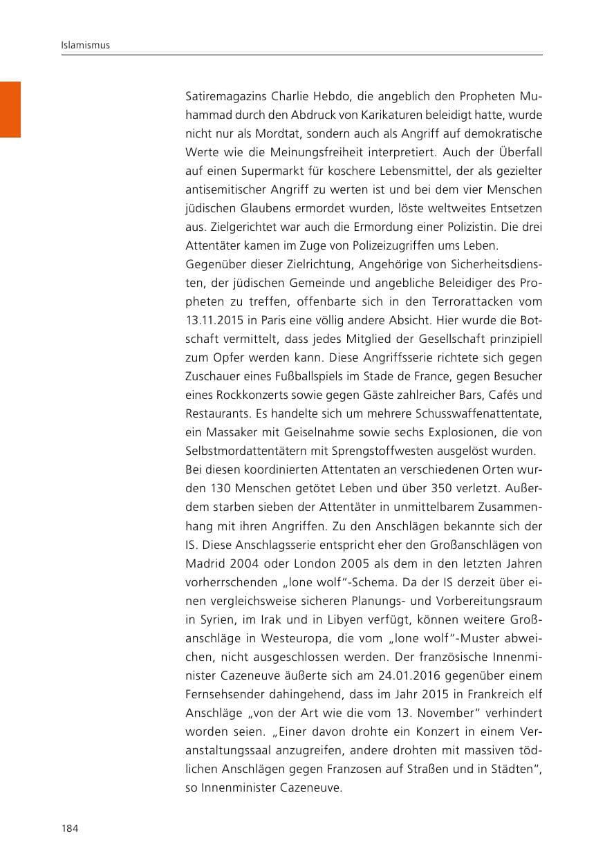 Seite 186 des Verfassungsschutzbericht 2015 Niedersachsen