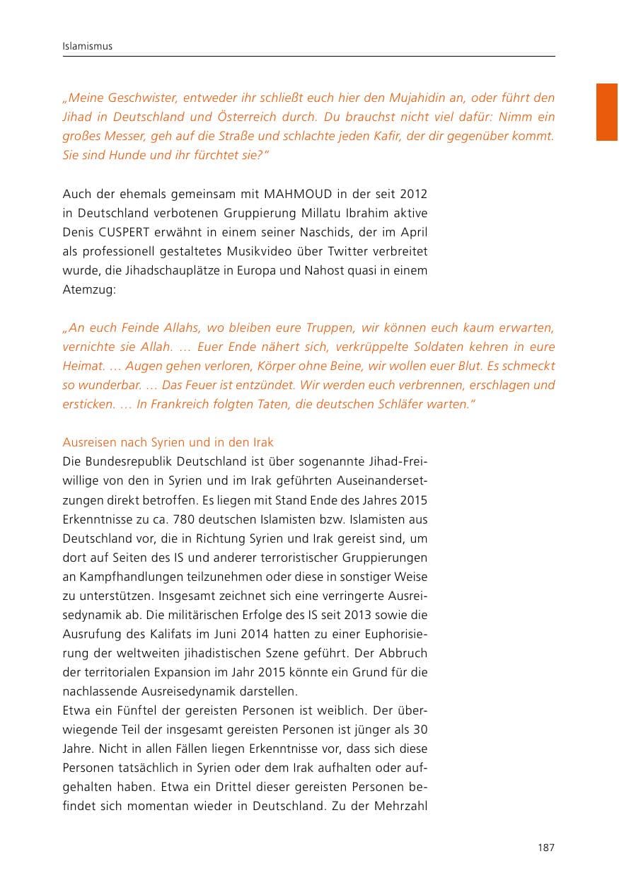 Seite 189 des Verfassungsschutzbericht 2015 Niedersachsen