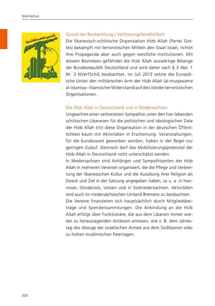 Seite 202 des Verfassungsschutzbericht 2015 Niedersachsen