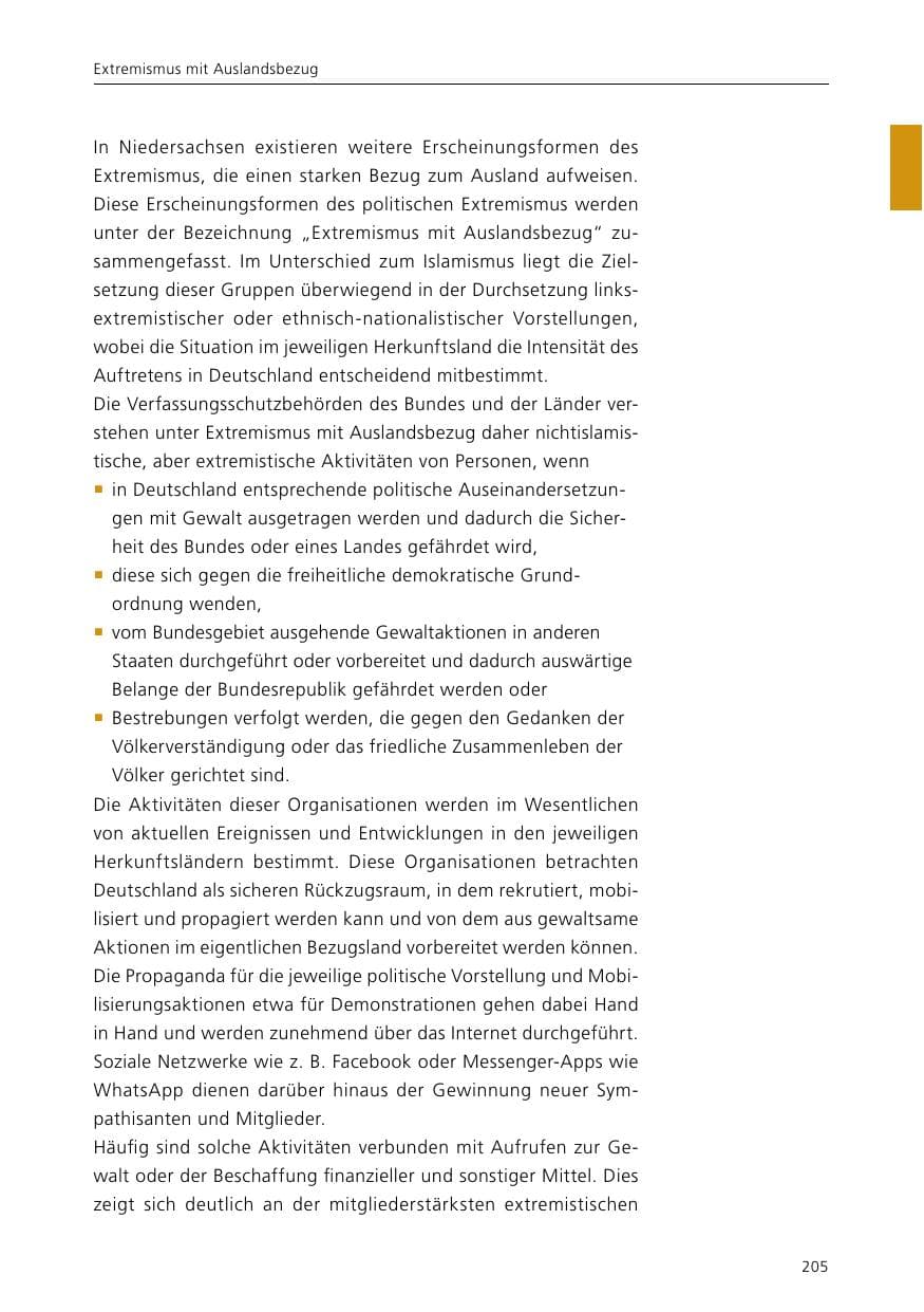 Seite 207 des Verfassungsschutzbericht 2015 Niedersachsen
