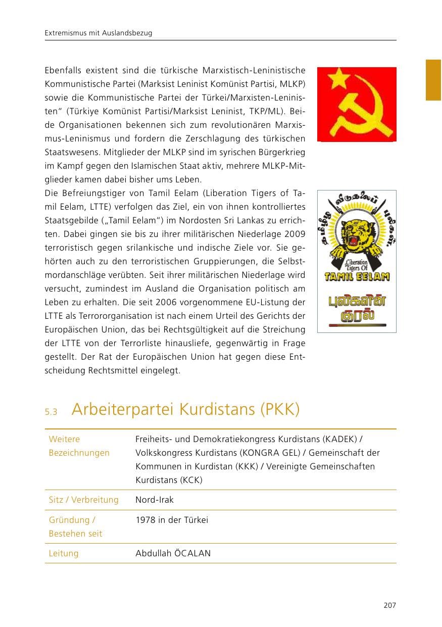 Seite 209 des Verfassungsschutzbericht 2015 Niedersachsen