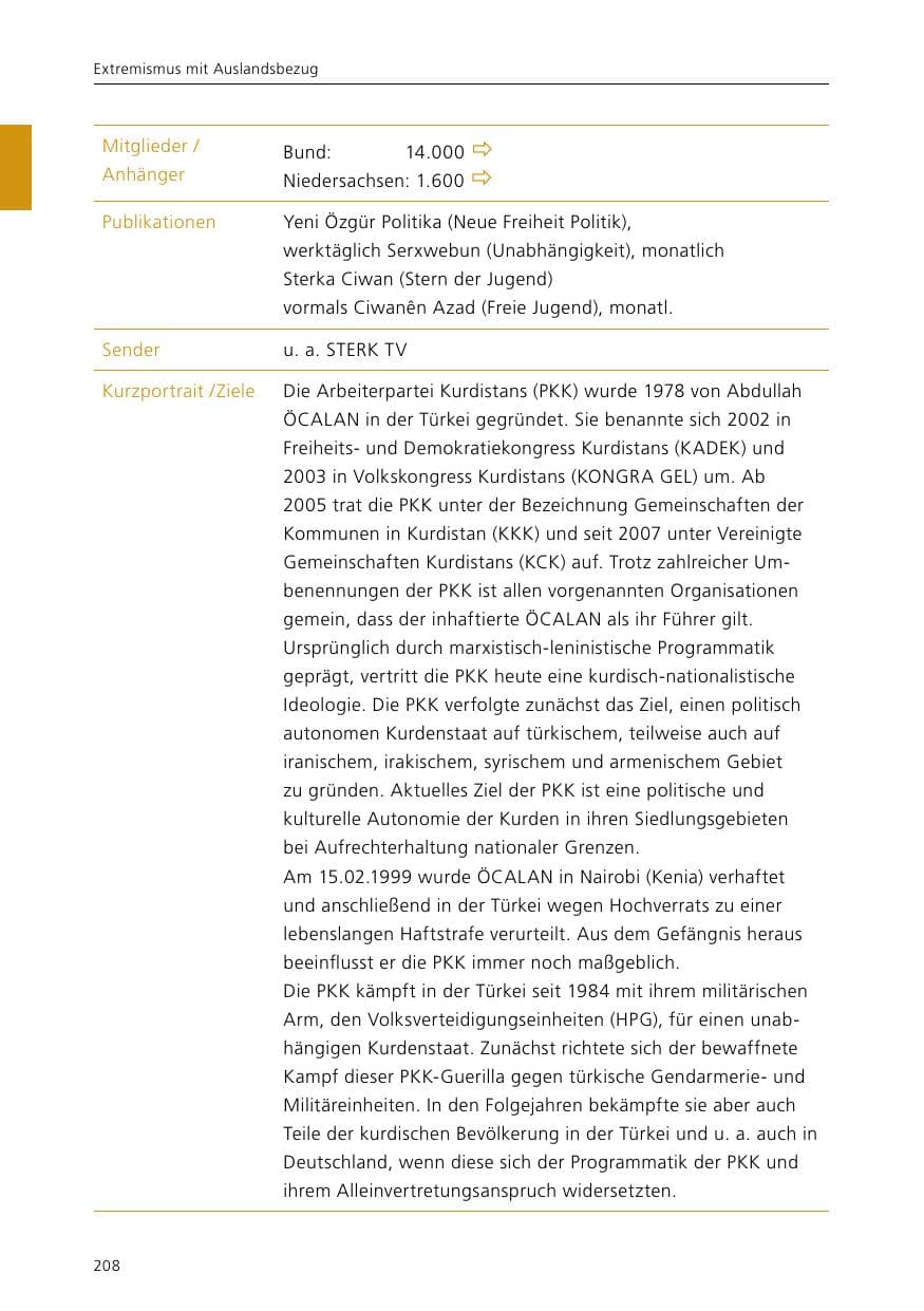 Seite 210 des Verfassungsschutzbericht 2015 Niedersachsen
