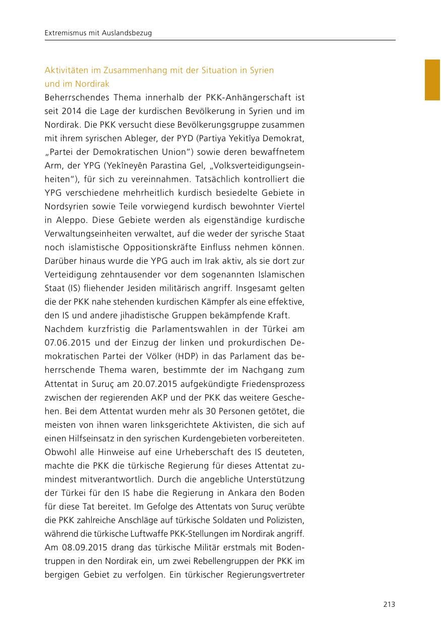Seite 215 des Verfassungsschutzbericht 2015 Niedersachsen