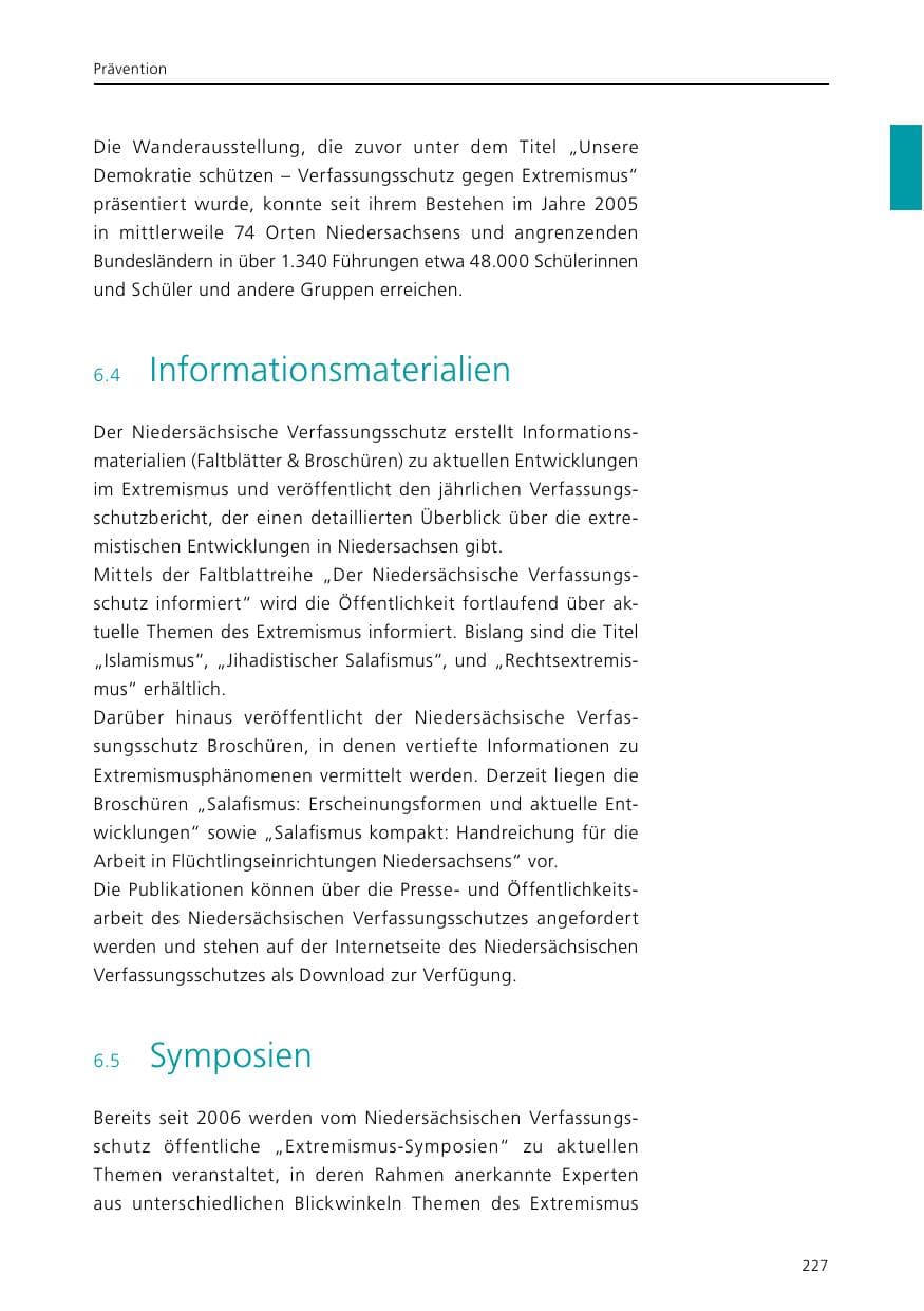 Seite 229 des Verfassungsschutzbericht 2015 Niedersachsen