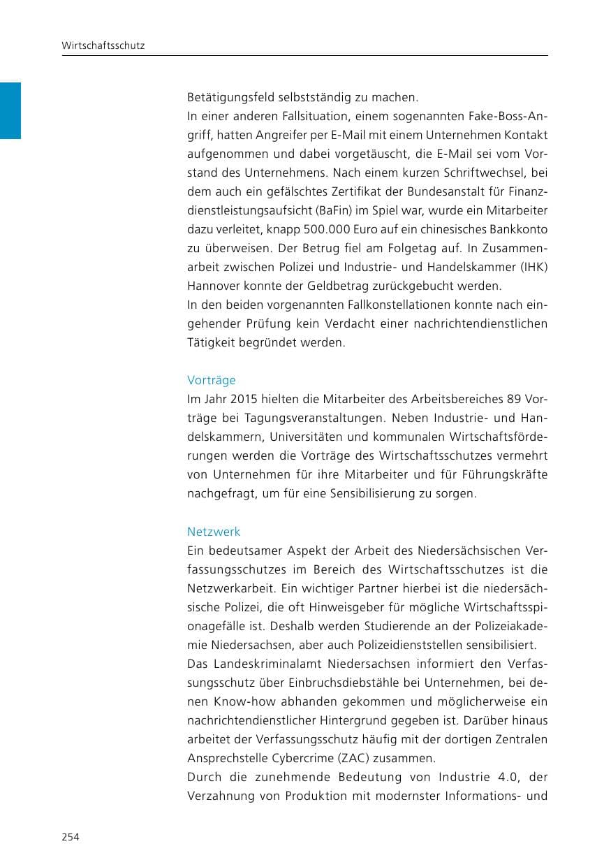 Seite 256 des Verfassungsschutzbericht 2015 Niedersachsen
