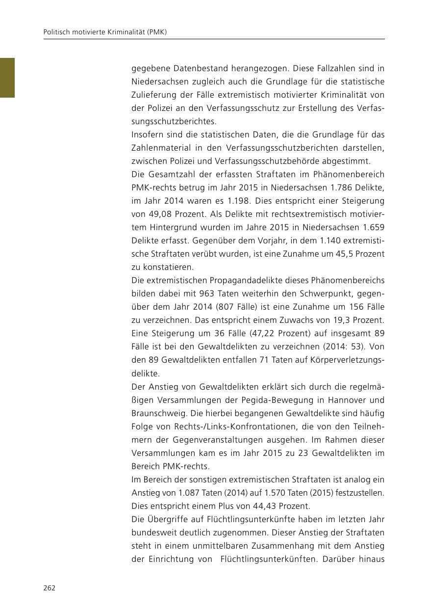 Seite 264 des Verfassungsschutzbericht 2015 Niedersachsen