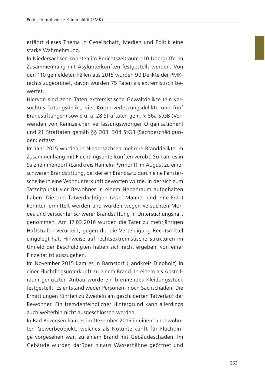 Seite 265 des Verfassungsschutzbericht 2015 Niedersachsen
