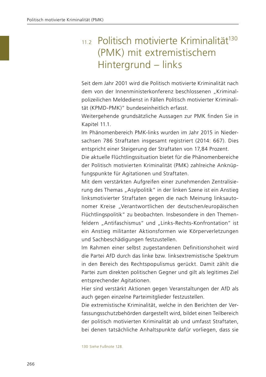Seite 268 des Verfassungsschutzbericht 2015 Niedersachsen