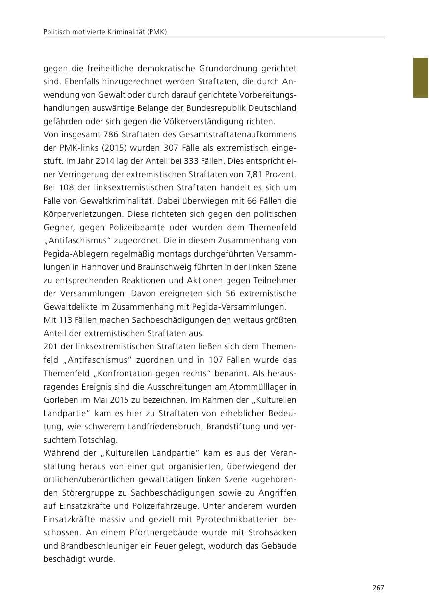 Seite 269 des Verfassungsschutzbericht 2015 Niedersachsen