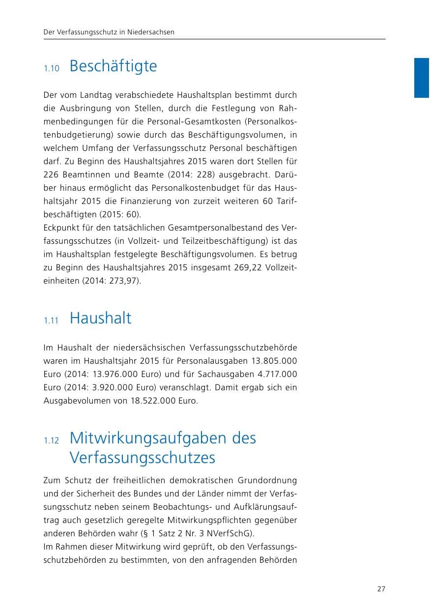 Seite 29 des Verfassungsschutzbericht 2015 Niedersachsen