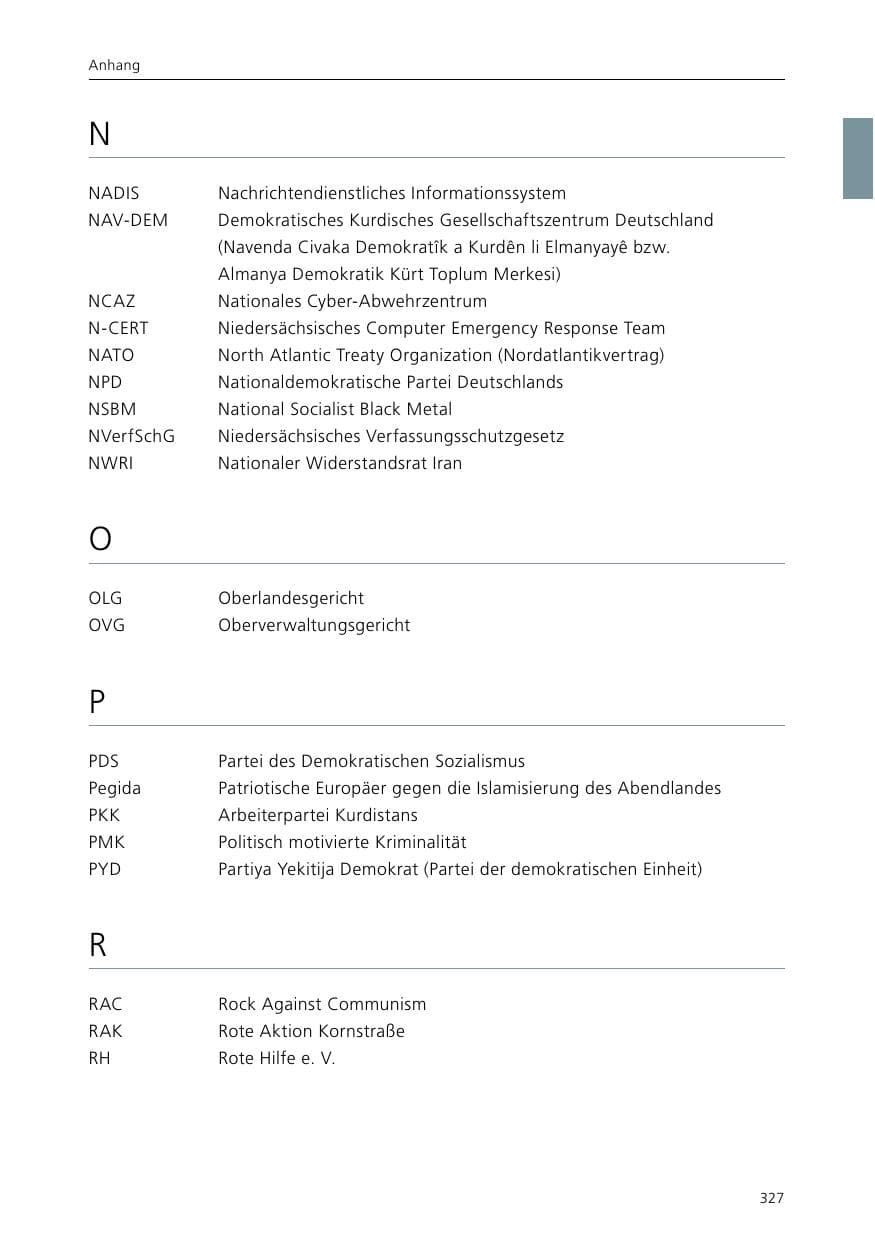 Seite 329 des Verfassungsschutzbericht 2015 Niedersachsen