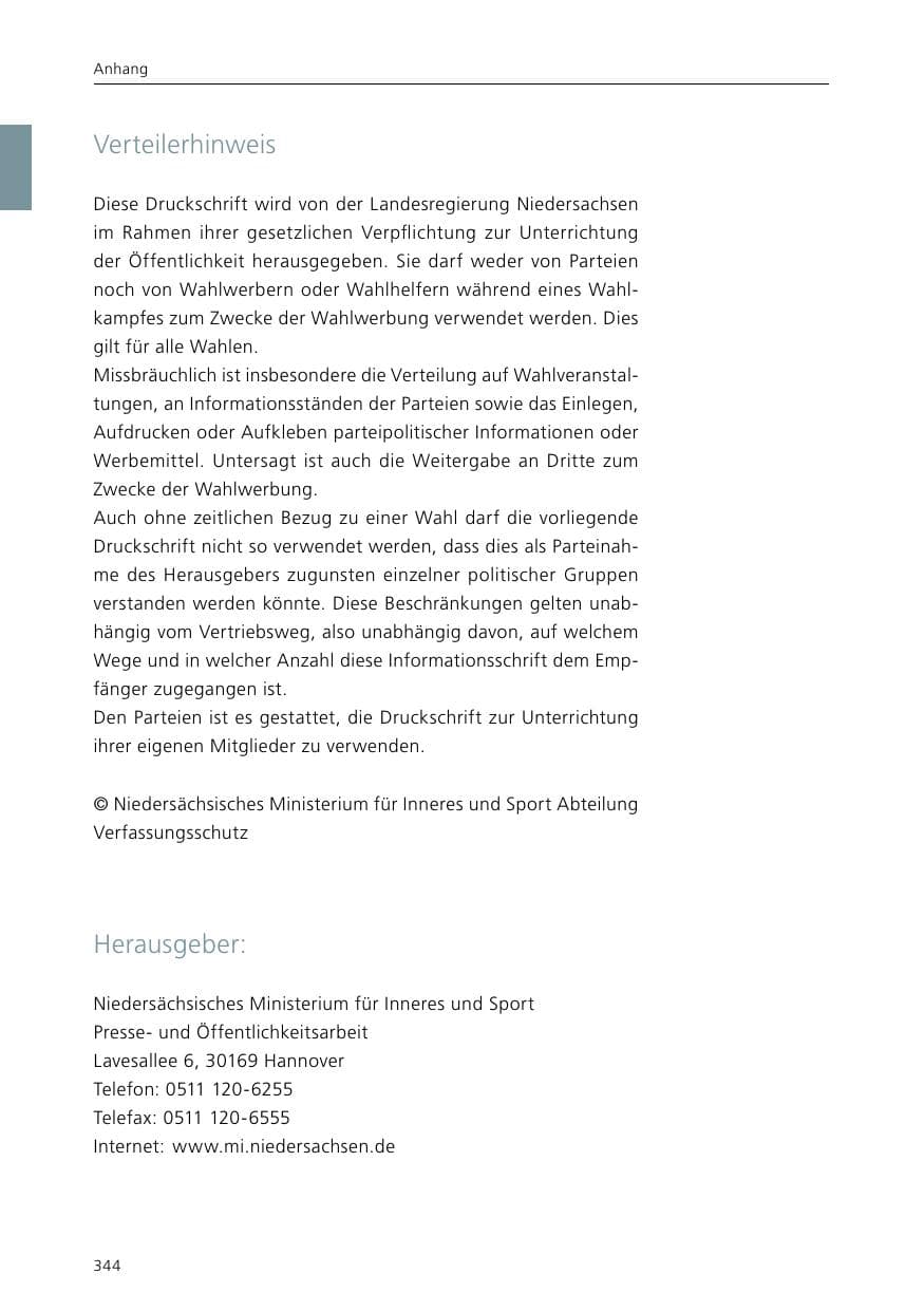 Seite 346 des Verfassungsschutzbericht 2015 Niedersachsen