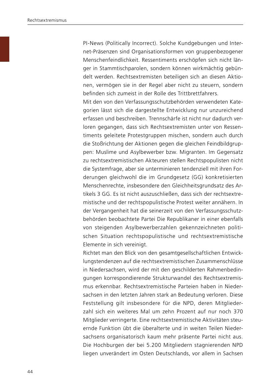 Seite 46 des Verfassungsschutzbericht 2015 Niedersachsen