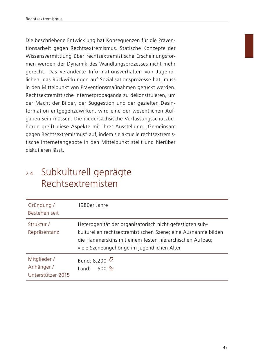 Seite 49 des Verfassungsschutzbericht 2015 Niedersachsen
