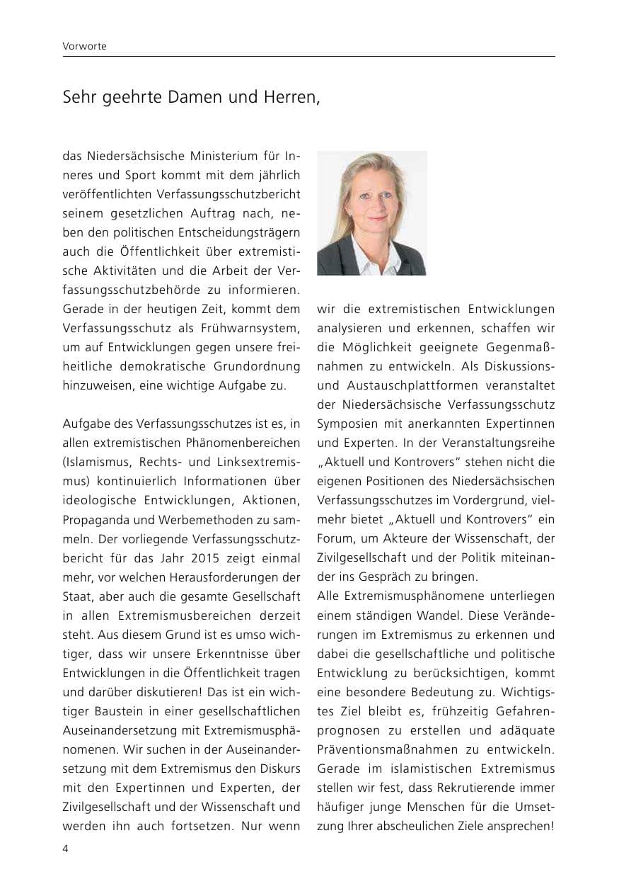 Seite 6 des Verfassungsschutzbericht 2015 Niedersachsen