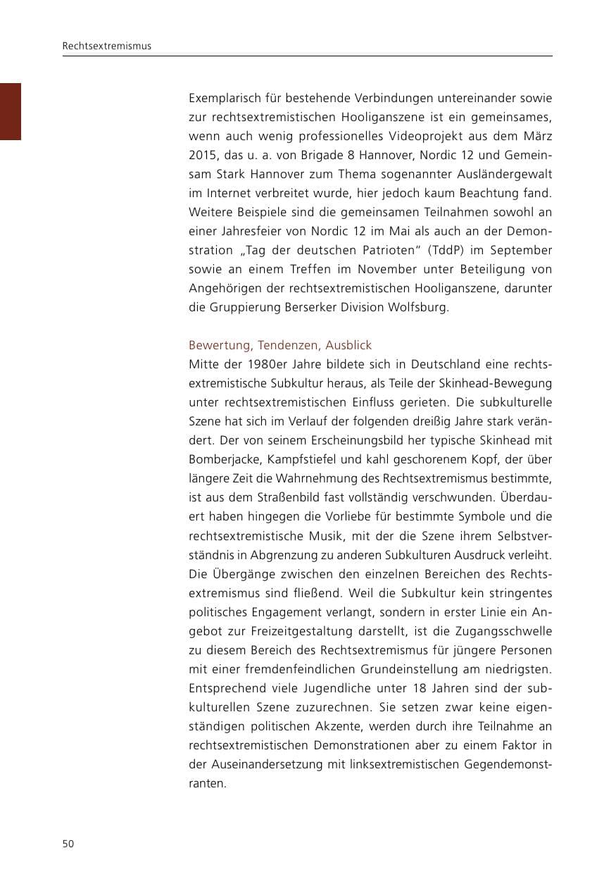 Seite 52 des Verfassungsschutzbericht 2015 Niedersachsen